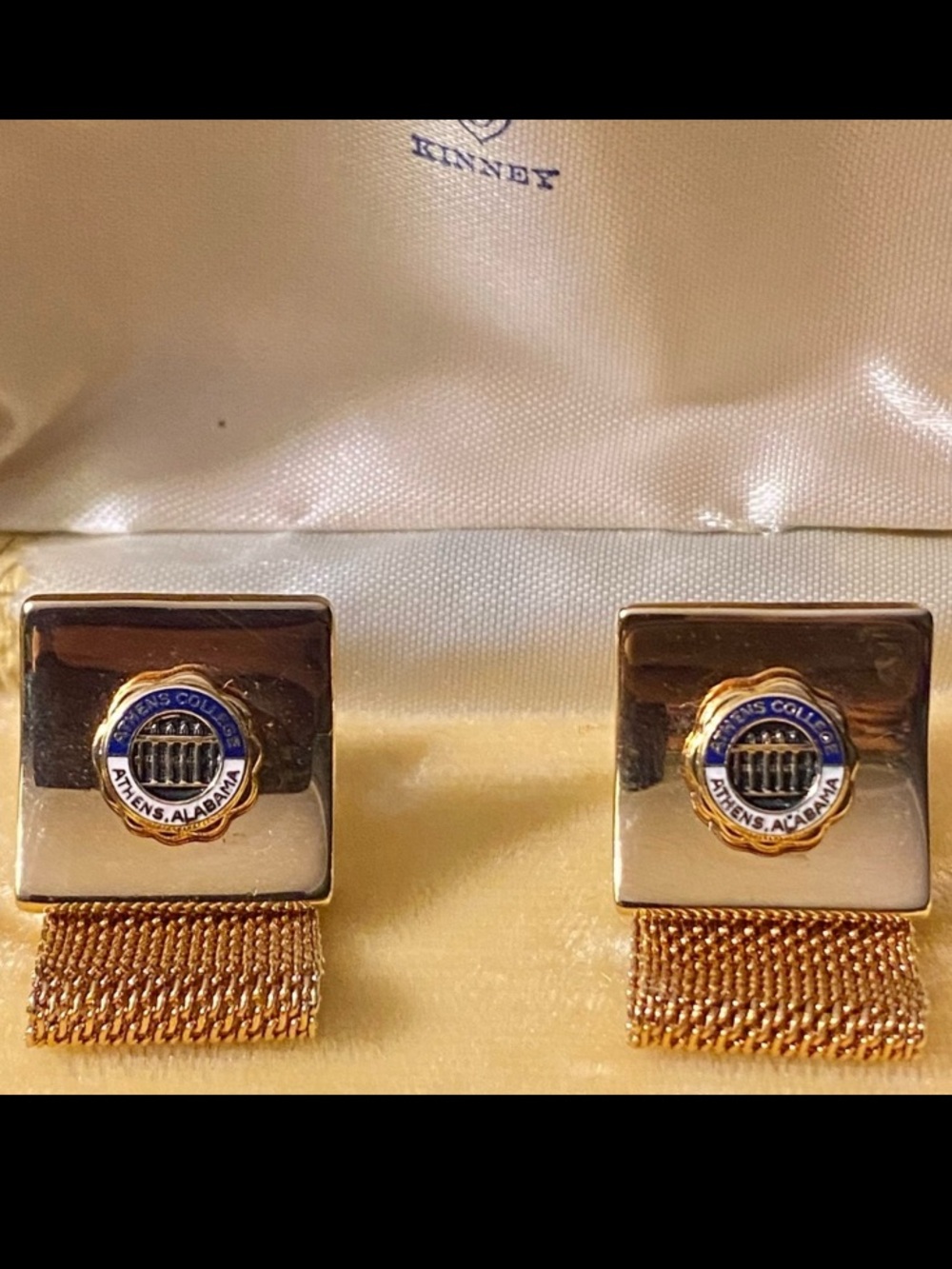 Vintage Men’s Cufflinks Athens College Athens Alabama Gold Metal in The Box